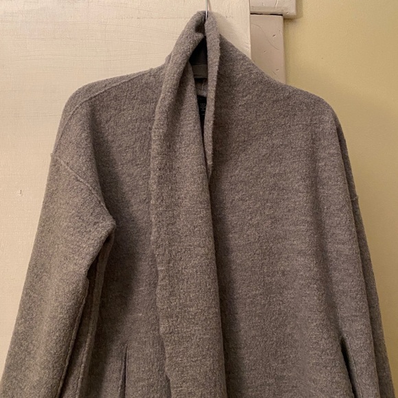 Eileen Fisher 💯 Wool Beautiful Wrap Sweater Jacket Pockets Excellent Condition - Picture 2 of 14